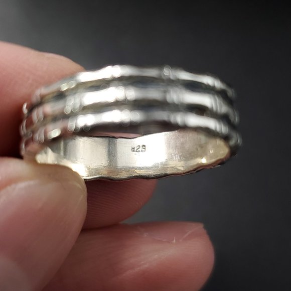 Size 10 Sterling Silver Cool Triple Layered Ring - Picture 3 of 6